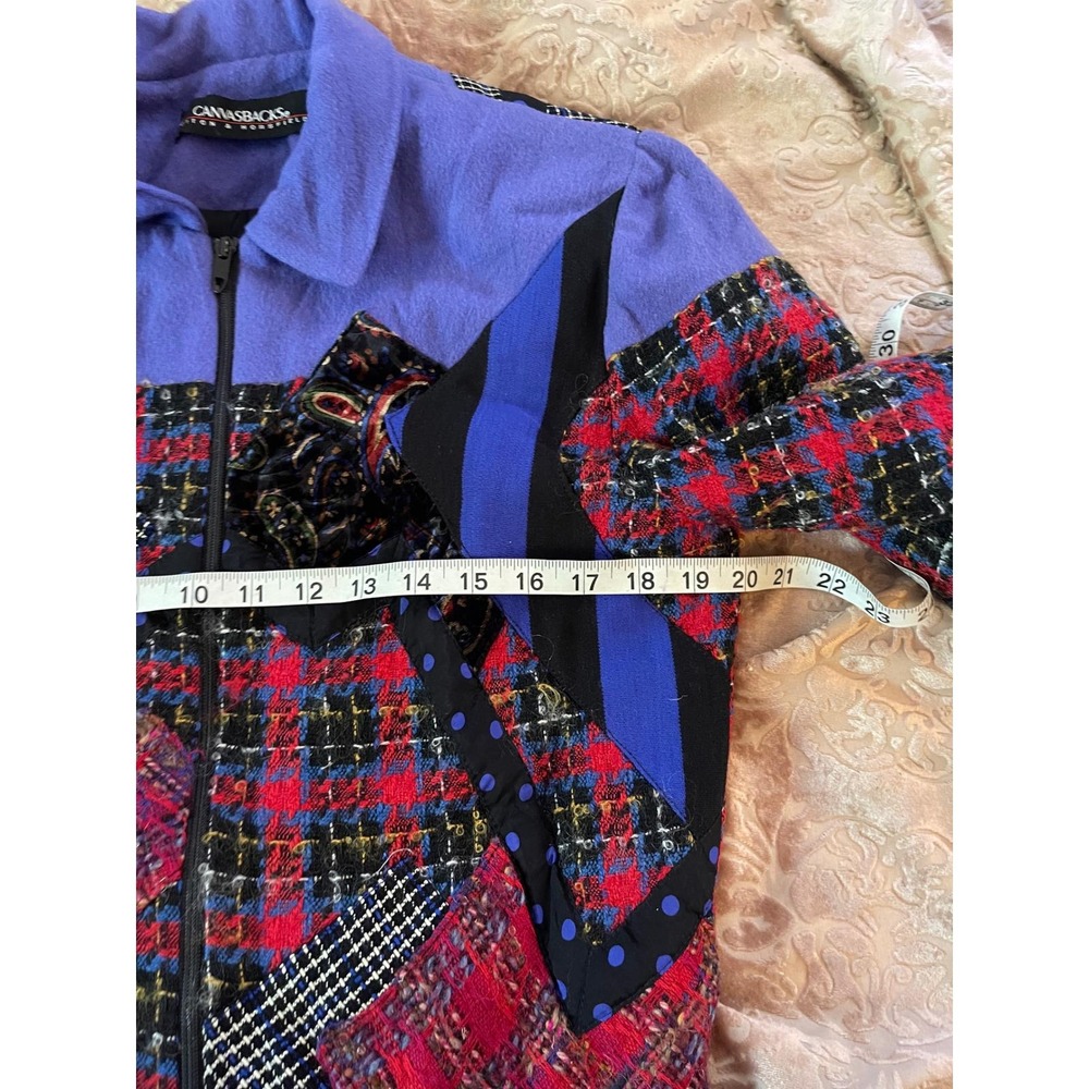 Vintage 80s 90s Patchwork Bomber Jacket Size Smal… - image 5